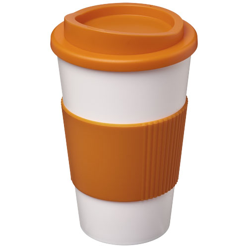Gobelet isotherme promotionnel avec grip 350 ml Americano® Orange et Blanc